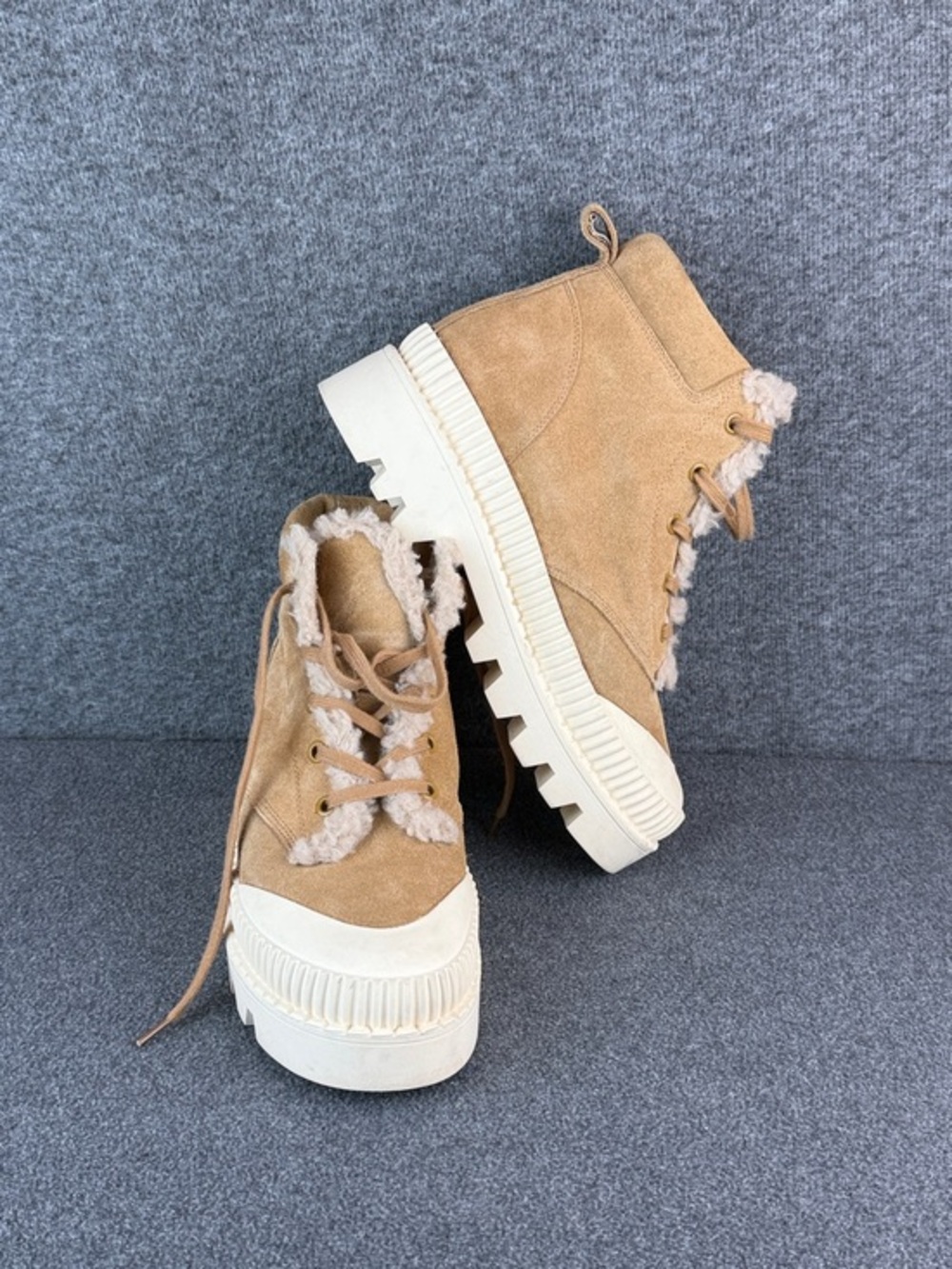 Rare Silent D Peato‎ Women’s Tan Suede Platform Boots Size 8/8.5US|39 EU - Picture 9 of 9